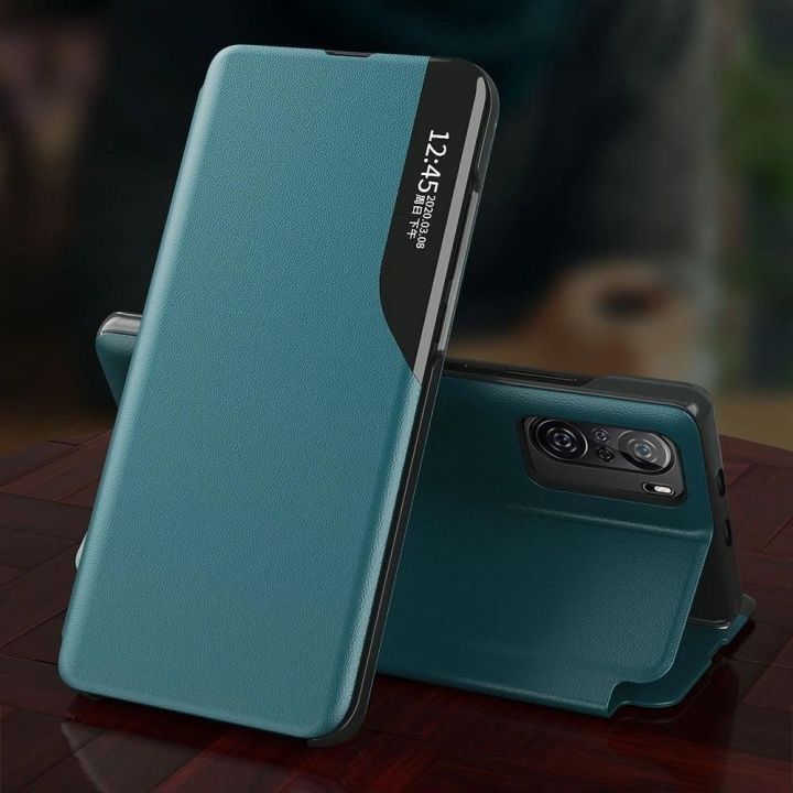 Eco Leather View dėklas Elegantiškas atlenkiamas dangtelis su stovo funkcija Xiaomi Redmi K40 Pro + / K40 Pro / K40 / Poco F3 Or