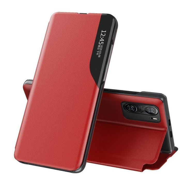 Eco Leather View dėklas Elegantiškas atlenkiamas dangtelis su stovo funkcija Xiaomi Redmi K40 Pro + / K40 Pro / K40 / Poco F3 Re