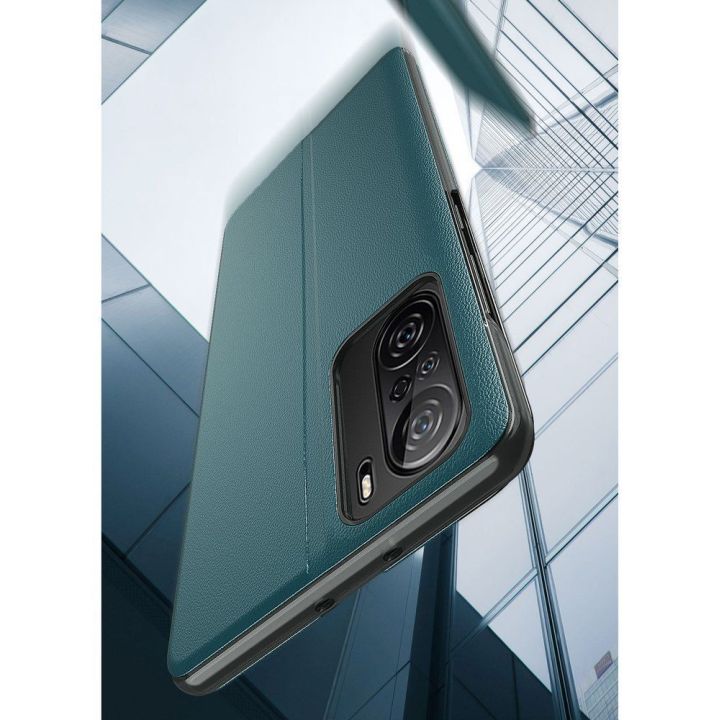 Eco Leather View dėklas Elegantiškas atlenkiamas dangtelis su stovo funkcija Xiaomi Redmi K40 Pro + / K40 Pro / K40 / Poco F3 Re