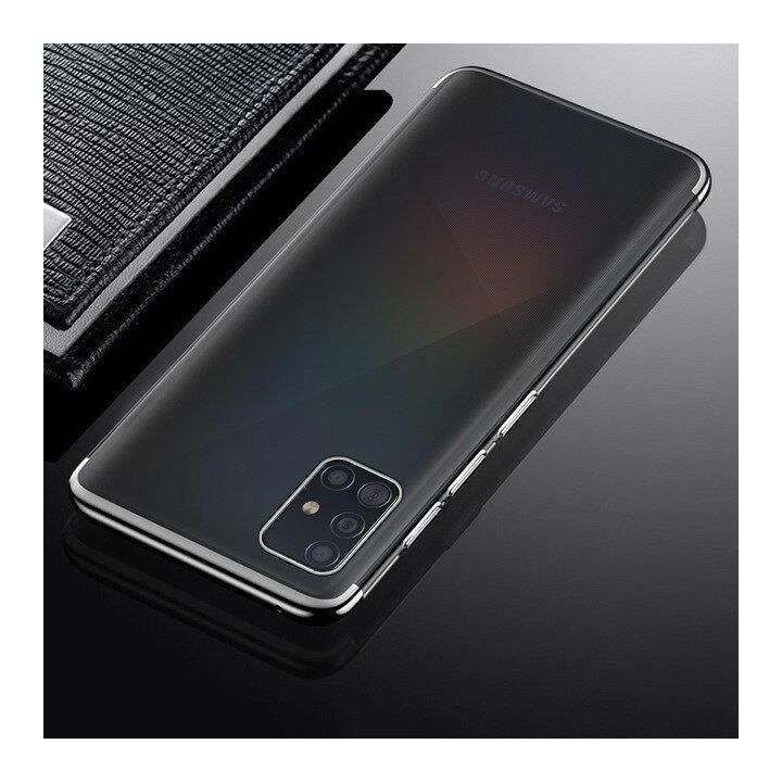 Skaidrios spalvos korpuso gelinis TPU galvaninis rėmelis, skirtas Samsung Galaxy A72 4G , juodos spalvos