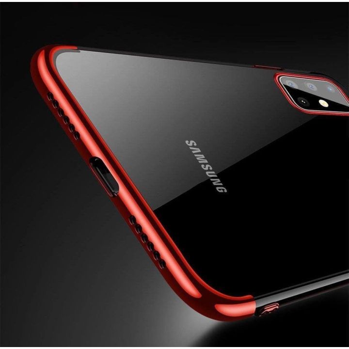 Skaidrios spalvos korpuso gelinis TPU galvaninis rėmelis, skirtas Samsung Galaxy A72 4G , juodos spalvos