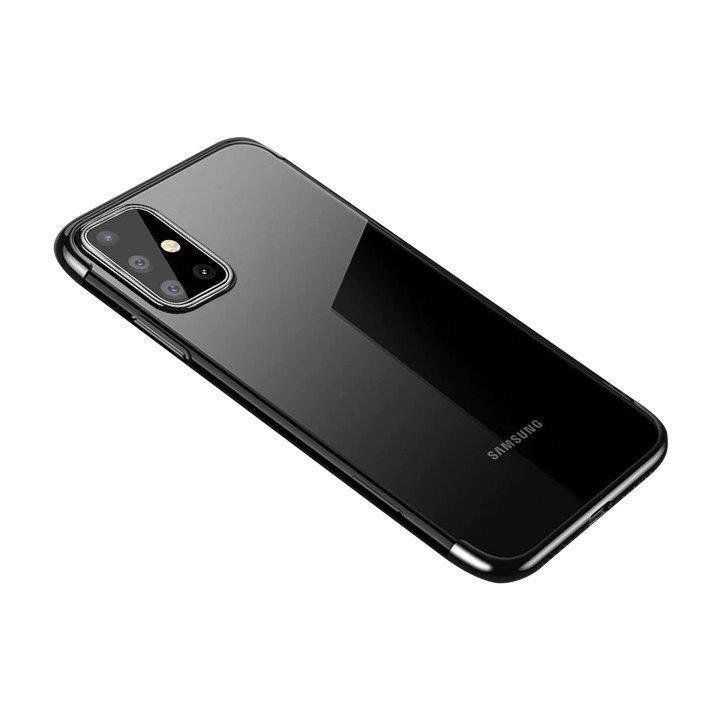 Skaidrios spalvos korpuso gelinis TPU galvaninis rėmelis, skirtas Samsung Galaxy A72 4G , juodos spalvos