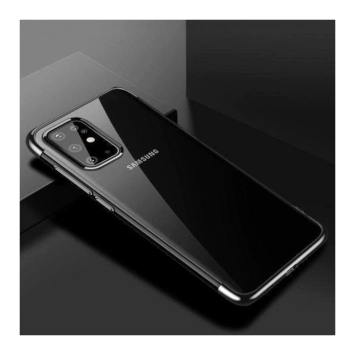 Skaidrios spalvos korpuso gelinis TPU galvaninis rėmelis, skirtas Samsung Galaxy A72 4G , juodos spalvos