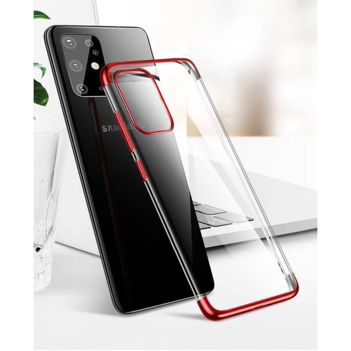 Skaidrios spalvos korpuso gelinis TPU galvaninis rėmelis, skirtas Samsung Galaxy A72 4G , juodos spalvos