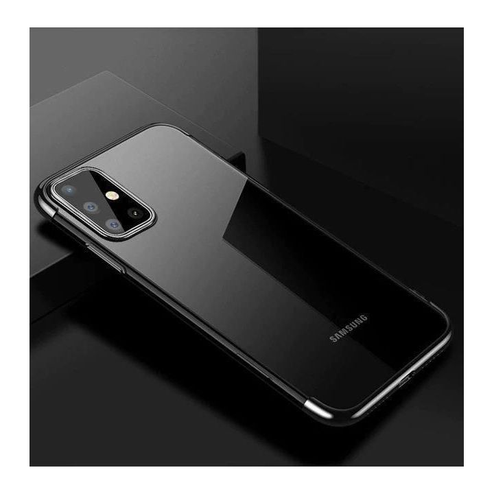 Skaidrios spalvos korpuso gelinis TPU galvaninis rėmelis, skirtas Samsung Galaxy A72 4G , juodos spalvos