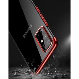 Skaidrios spalvos korpuso gelinis TPU galvaninis rėmelis, skirtas Samsung Galaxy A72 4G blue