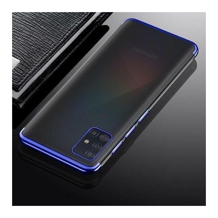 Skaidrios spalvos korpuso gelinis TPU galvaninis rėmelis, skirtas Samsung Galaxy A72 4G blue