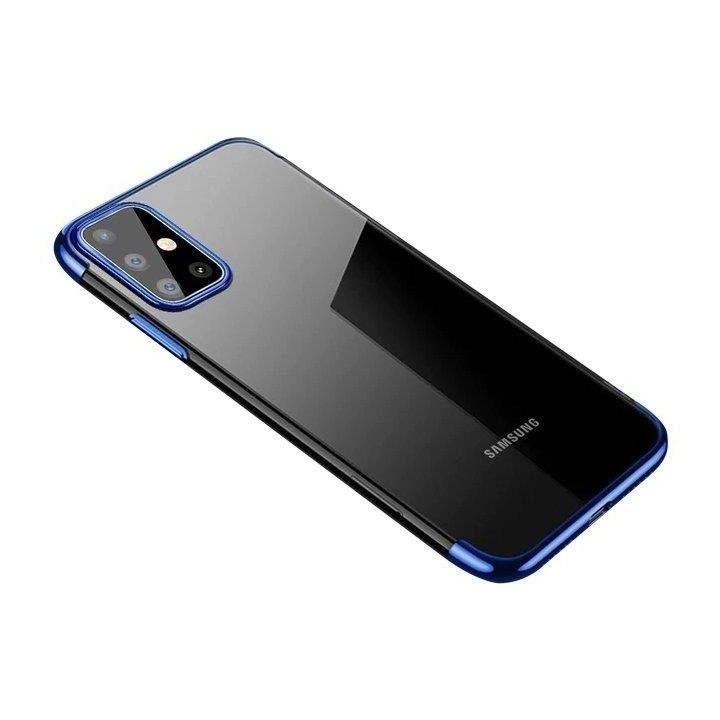 Skaidrios spalvos korpuso gelinis TPU galvaninis rėmelis, skirtas Samsung Galaxy A72 4G blue