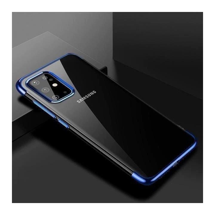Skaidrios spalvos korpuso gelinis TPU galvaninis rėmelis, skirtas Samsung Galaxy A72 4G blue