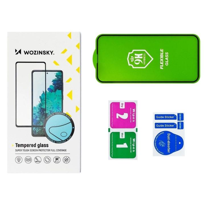 Pilnas dangtelis Flexi Nano Glass Hybrid Screen Protector su rėmeliu, skirtas Samsung Galaxy A42 5G , skaidrus