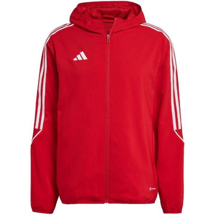 Moteriška vėjo striukė su gobtuvu adidas Tiro 23 League, raudona