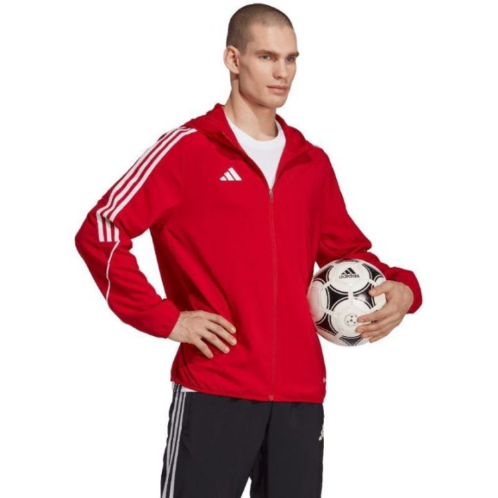 Moteriška vėjo striukė su gobtuvu adidas Tiro 23 League, raudona