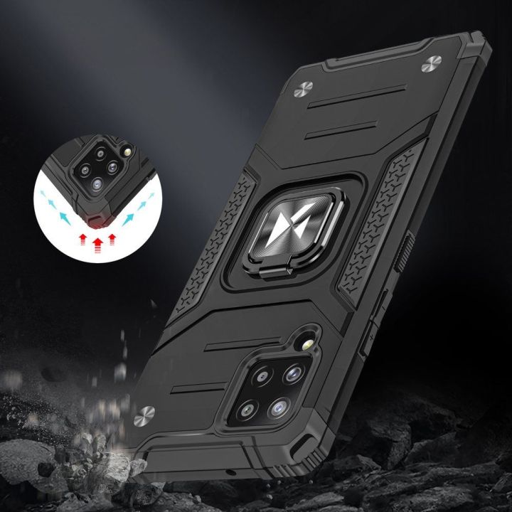 Ring Armor Case Kickstand Tough Rugged Cover for Samsung Galaxy A42 5G pink