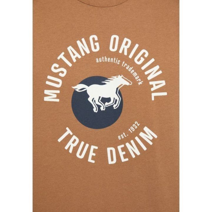 Vyriški laisvo kirpimo marškinėliai Mustang Alex C Print, smėlio