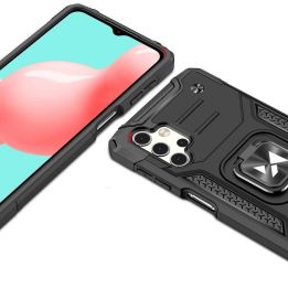 Ring Armor dėklas Kickstand tvirtas atsparus dangtelis, skirtas Samsung Galaxy A32 5G , juodos spalvos