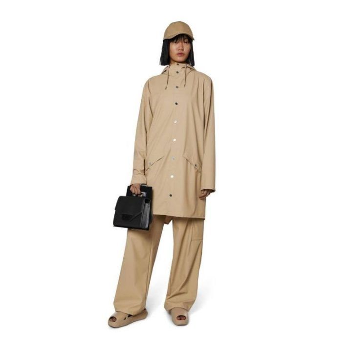 Uniseks ilga lietaus striukė Rains Long Jacket 12020, smėlio