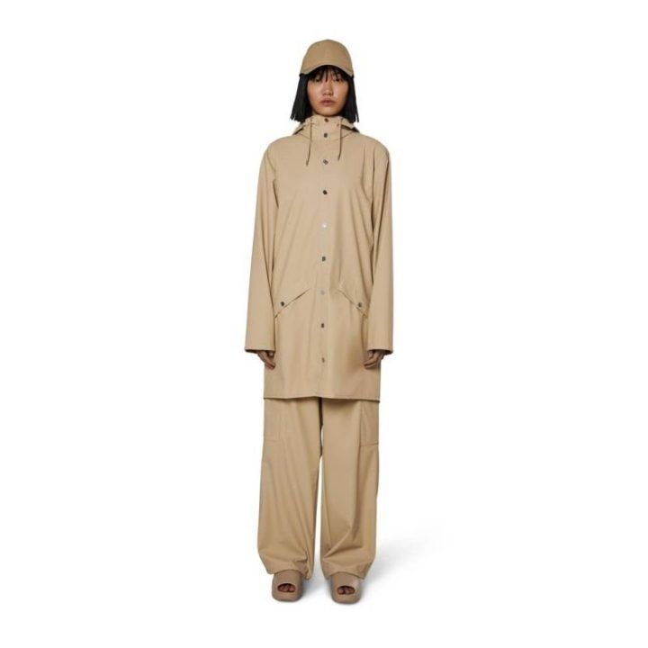 Uniseks ilga lietaus striukė Rains Long Jacket 12020, smėlio