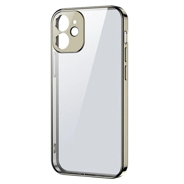 Naujas Beauty Series itin plonas dėklas su galvanizuotu rėmeliu, skirtas iPhone 12 Pro Max auksinės spalvos (JR-BP744)