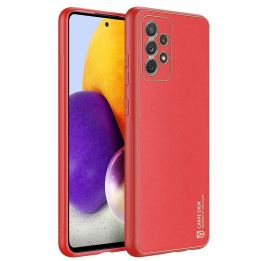 elegantiškas dėklas iš minkšto TPU ir PU odos, skirtas Samsung Galaxy A72 4G , raudonos spalvos