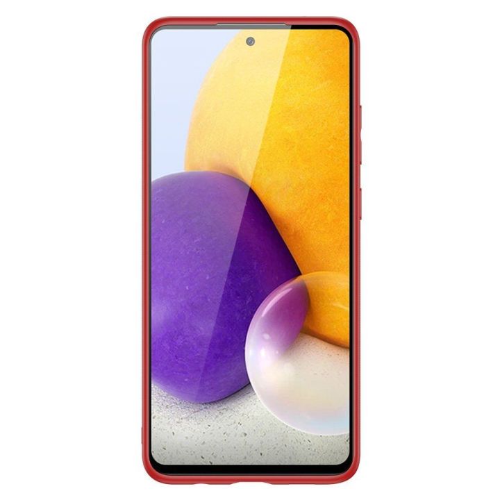 elegantiškas dėklas iš minkšto TPU ir PU odos, skirtas Samsung Galaxy A72 4G , raudonos spalvos