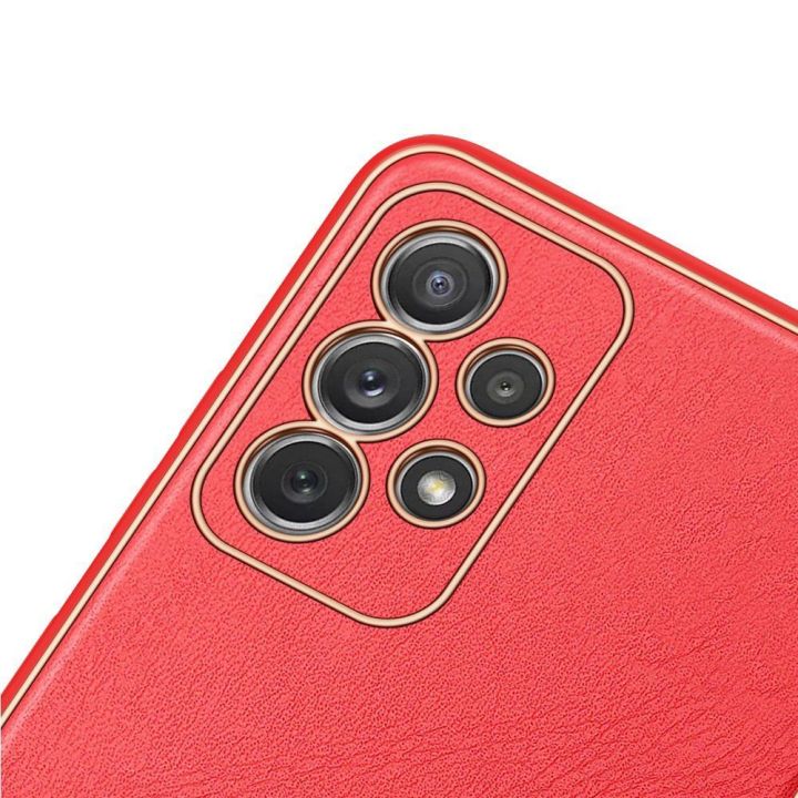 elegantiškas dėklas iš minkšto TPU ir PU odos, skirtas Samsung Galaxy A72 4G , raudonos spalvos