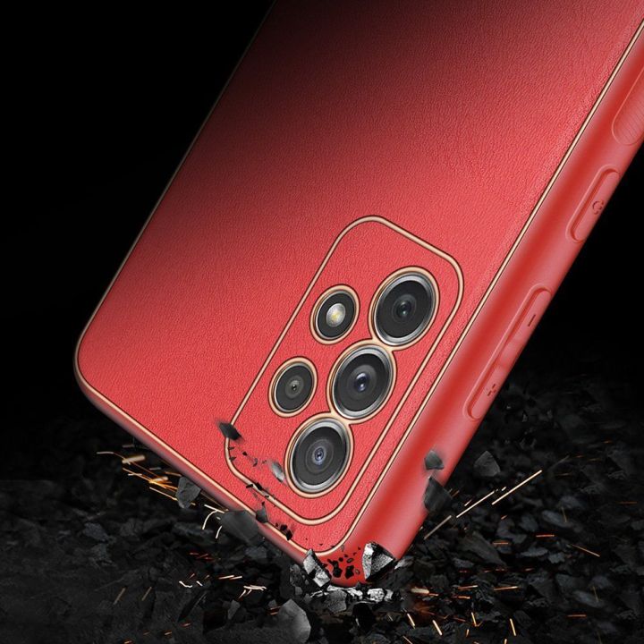 elegantiškas dėklas iš minkšto TPU ir PU odos, skirtas Samsung Galaxy A72 4G , raudonos spalvos