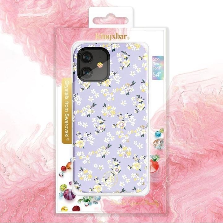 Kingxbar Blossom dėklas su originaliais Swarovski kristalais iPhone 12 mini įvairiaspalvis (Gardenia)