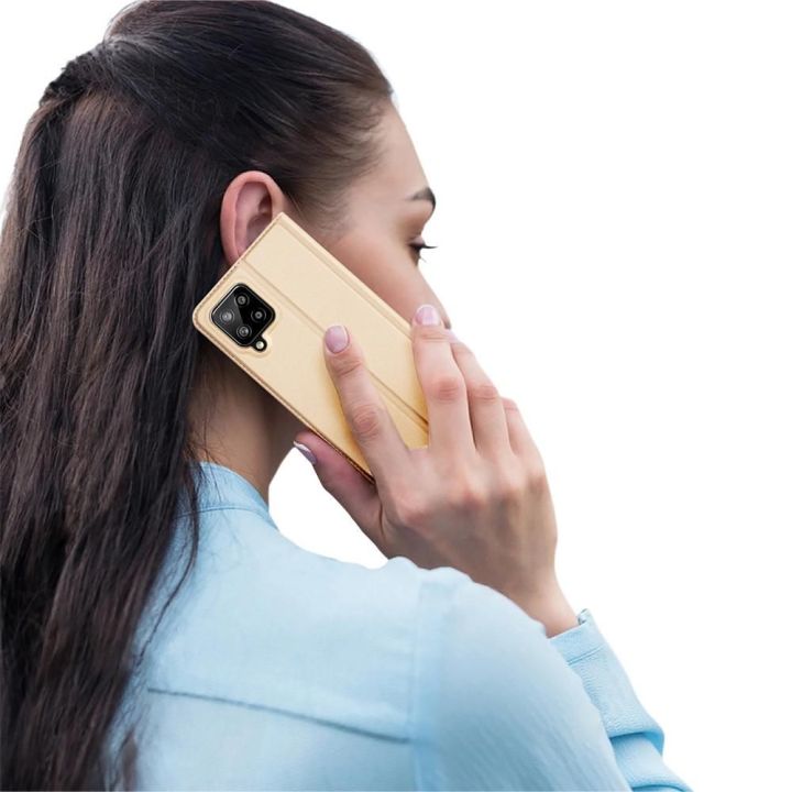 Skin Pro Bookcase knygų dėklo tipo dėklas, skirtas Samsung Galaxy A22 4G golden