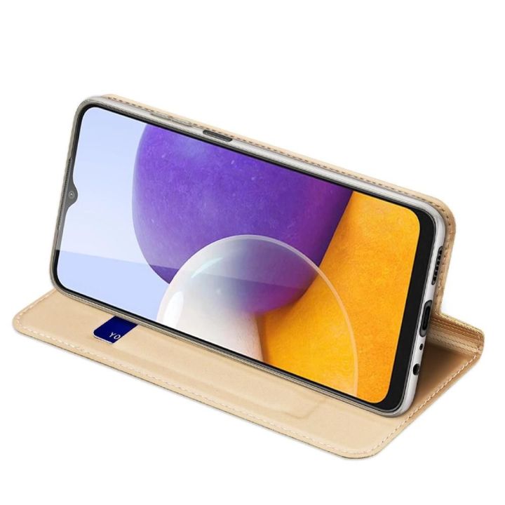 Skin Pro Bookcase knygų dėklo tipo dėklas, skirtas Samsung Galaxy A22 4G golden