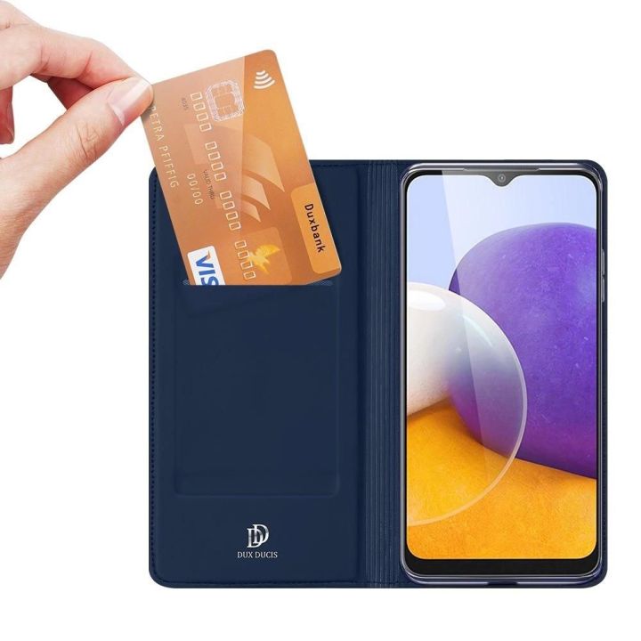 Skin Pro Bookcase tipo dėklas Samsung Galaxy A22 4G , mėlynas