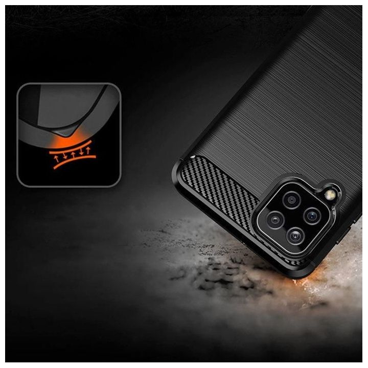 Carbon Case Flexible Cover TPU Case for Samsung Galaxy A22 4G black