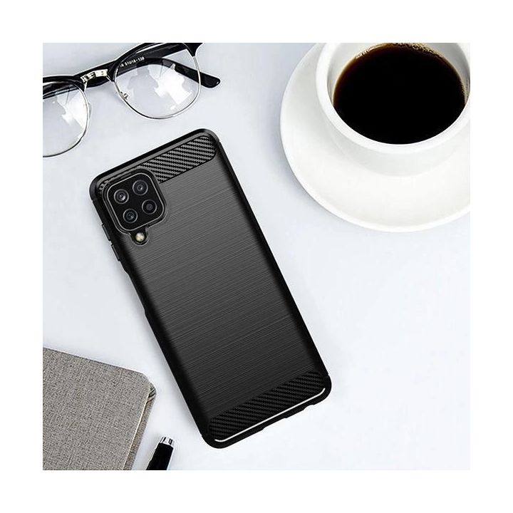 Carbon Case Flexible Cover TPU Case for Samsung Galaxy A22 4G black
