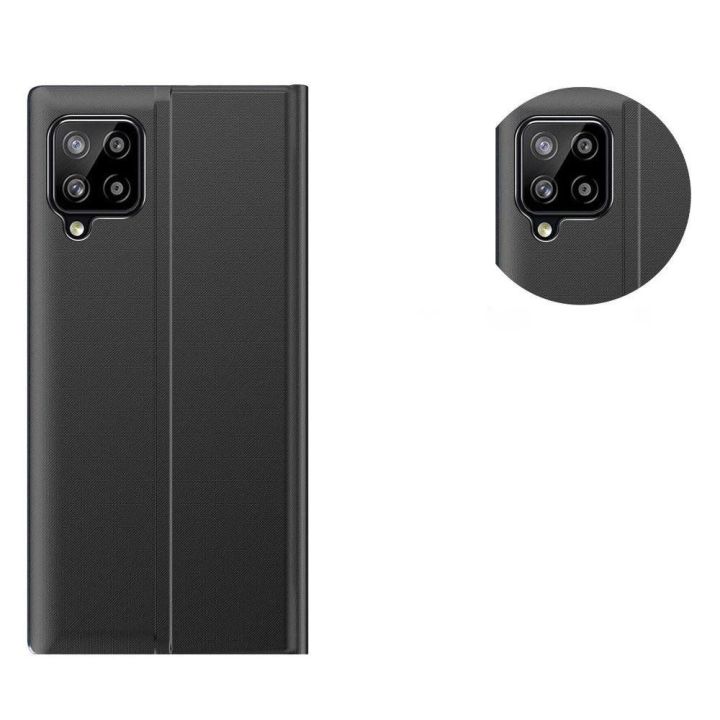 Sleep Case knygų spintos tipo dėklas su išmaniuoju langu, skirtas Samsung Galaxy A22 4G , juodos spalvos