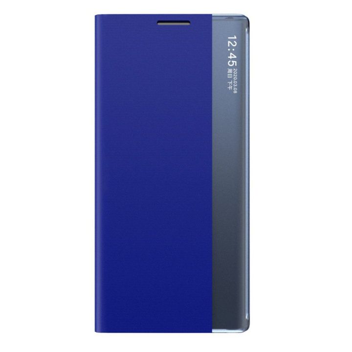 Miego dėklas Bookcase tipo dėklas su išmaniuoju langu, skirtas Samsung Galaxy A22 4G , mėlynas