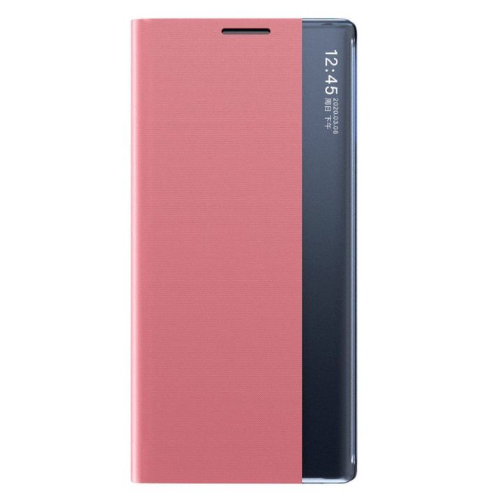 Sleep Case knygų spintos tipo dėklas su išmaniuoju langu, skirtas Samsung Galaxy A22 4G , rožinis