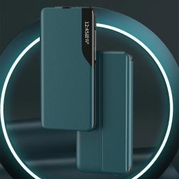 Eco Leather View dėklas elegantiškas knygų dėklas su stovu, skirtas Samsung Galaxy A22 4G , raudonas