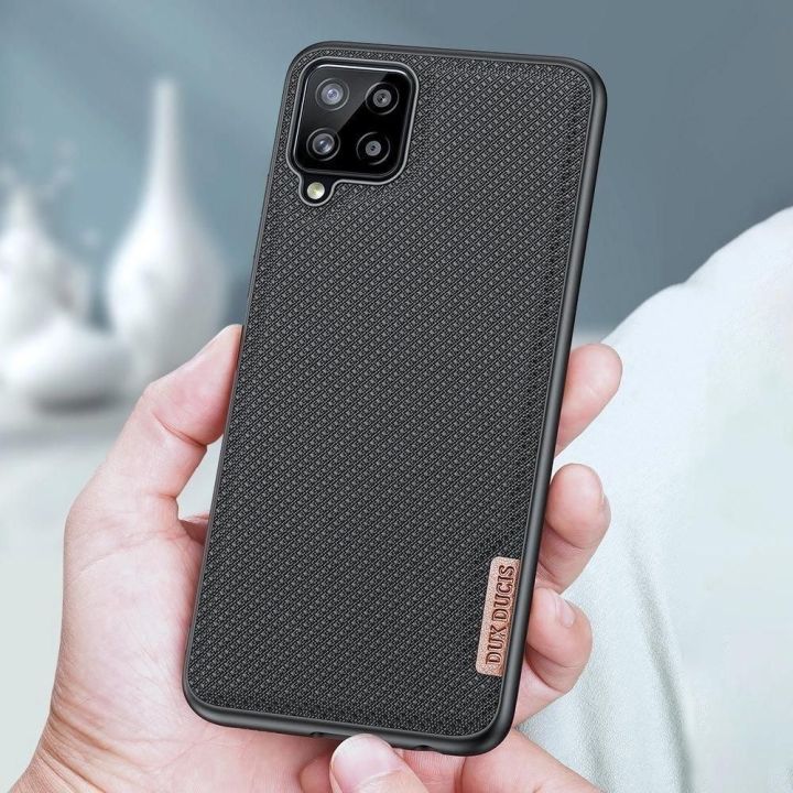 Fino dėklas, padengtas nailono medžiaga, skirtas Samsung Galaxy A22 4G , juodos spalvos