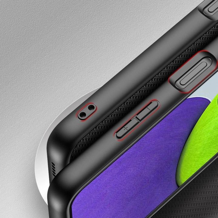 Fino dėklas, padengtas nailono medžiaga, skirtas Samsung Galaxy A22 4G , juodos spalvos