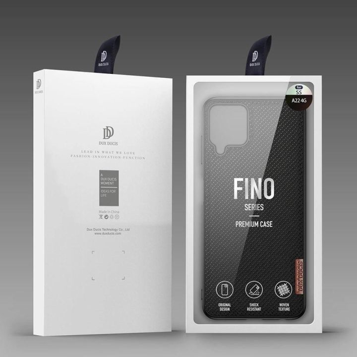 Fino dėklas, padengtas nailono medžiaga, skirtas Samsung Galaxy A22 4G , juodos spalvos