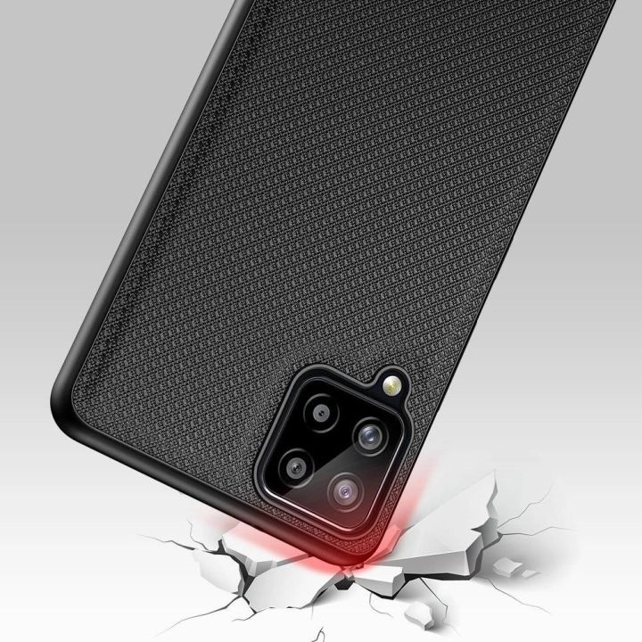 Fino dėklas, padengtas nailono medžiaga, skirtas Samsung Galaxy A22 4G , juodos spalvos