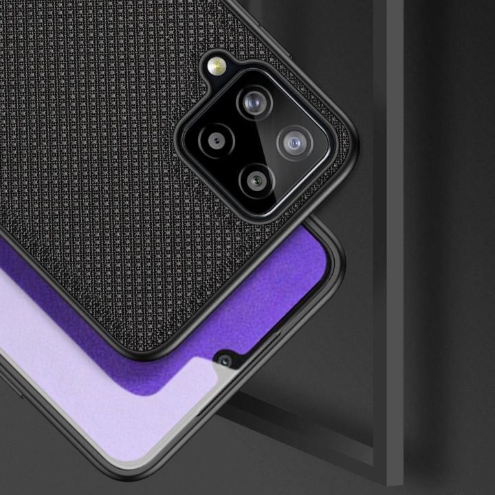 Fino dėklas, padengtas nailono medžiaga, skirtas Samsung Galaxy A22 4G , juodos spalvos
