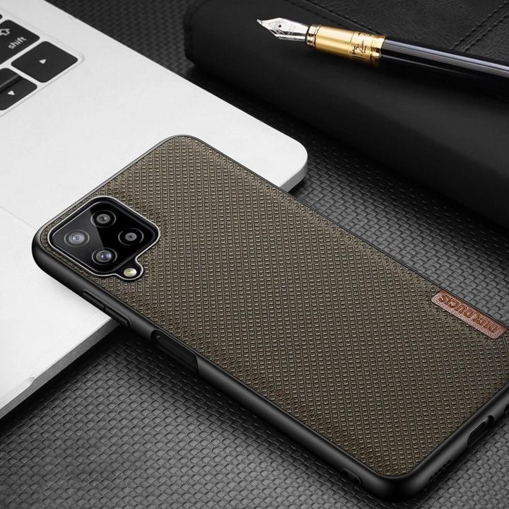 Fino dėklas, padengtas nailono medžiaga, skirtas Samsung Galaxy A22 4G , juodos spalvos