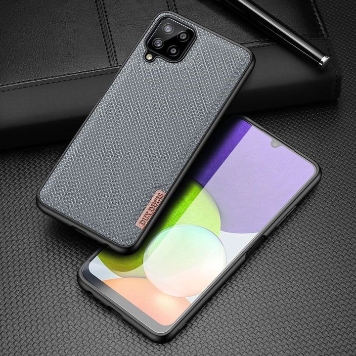 Fino dėklas, padengtas nailono medžiaga, skirtas Samsung Galaxy A22 4G , pilkas