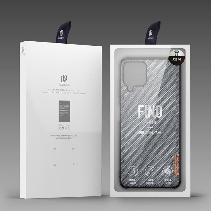 Fino dėklas, padengtas nailono medžiaga, skirtas Samsung Galaxy A22 4G , pilkas
