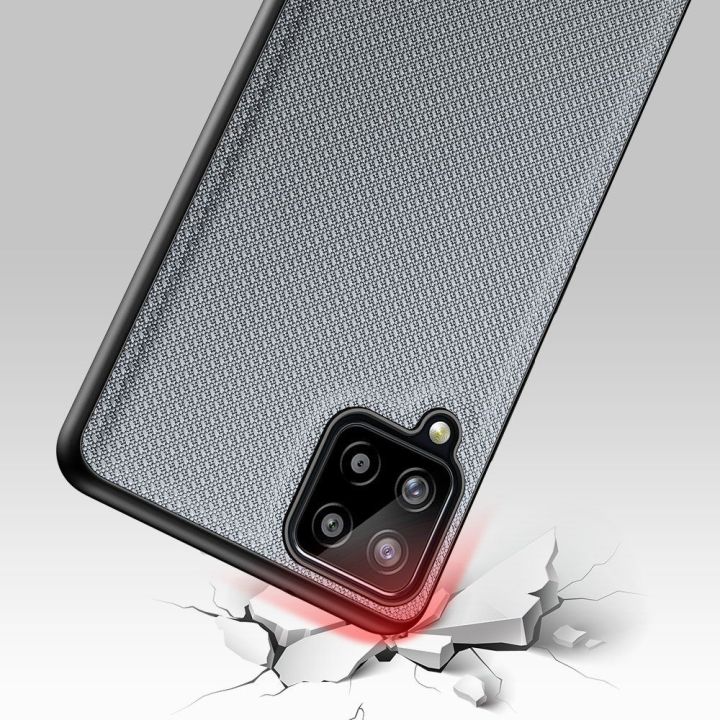 Fino dėklas, padengtas nailono medžiaga, skirtas Samsung Galaxy A22 4G , pilkas