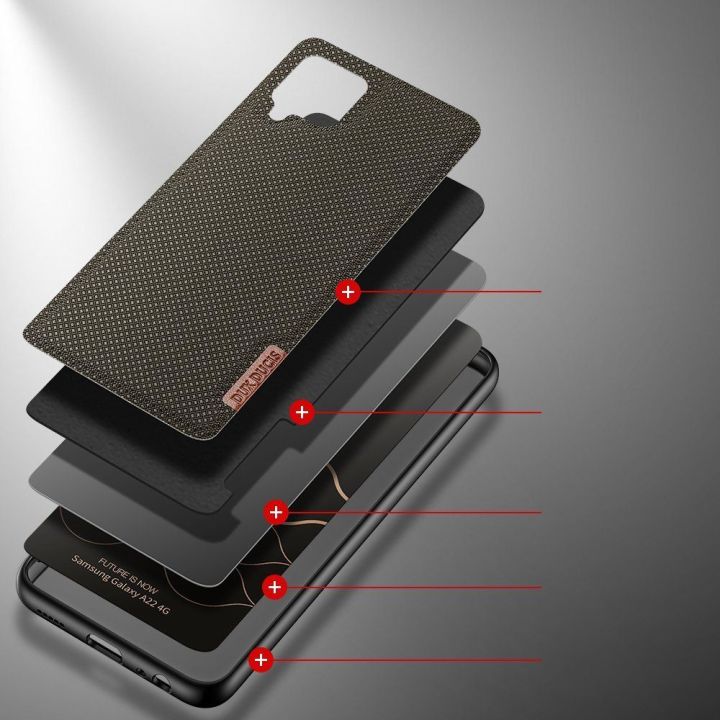 Fino dėklas, padengtas nailono medžiaga, skirtas Samsung Galaxy A22 4G , žalias