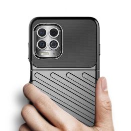 Thunder Case lankstus, tvirtas, atsparus dangtelis TPU dėklas, skirtas Motorola Moto G100 / Edge S , juodos spalvos
