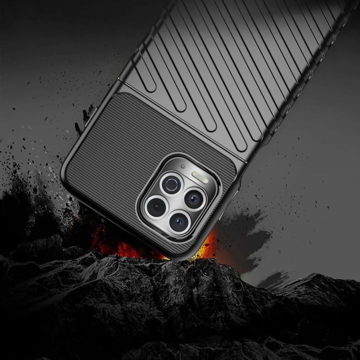 Thunder Case lankstus, tvirtas, atsparus dangtelis TPU dėklas, skirtas Motorola Moto G100 / Edge S , juodos spalvos
