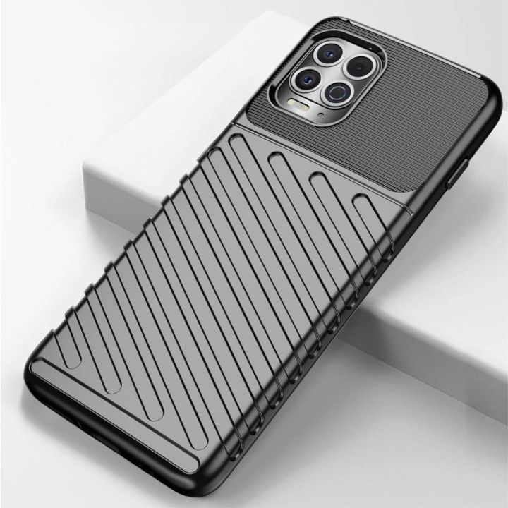 Thunder Case lankstus, tvirtas, atsparus dangtelis TPU dėklas, skirtas Motorola Moto G100 / Edge S , juodos spalvos