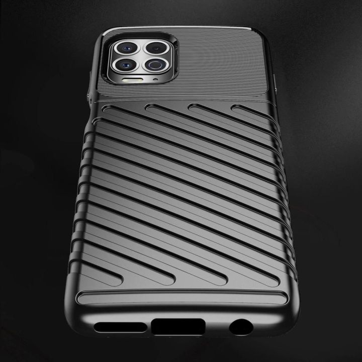 Thunder Case lankstus, tvirtas, atsparus dangtelis TPU dėklas, skirtas Motorola Moto G100 / Edge S , juodos spalvos